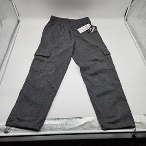 Climate Concepts Mens Cargo Fleece Pants Charcoal Size S Drawstring Waist Pocket